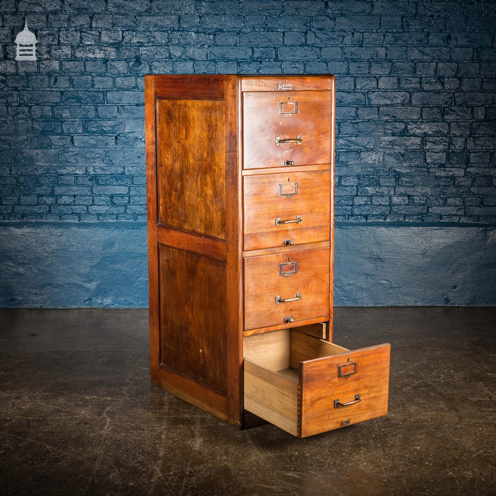 1930’s Simpoles of Manchester Hardwood 4 Drawer Filing Cabinet