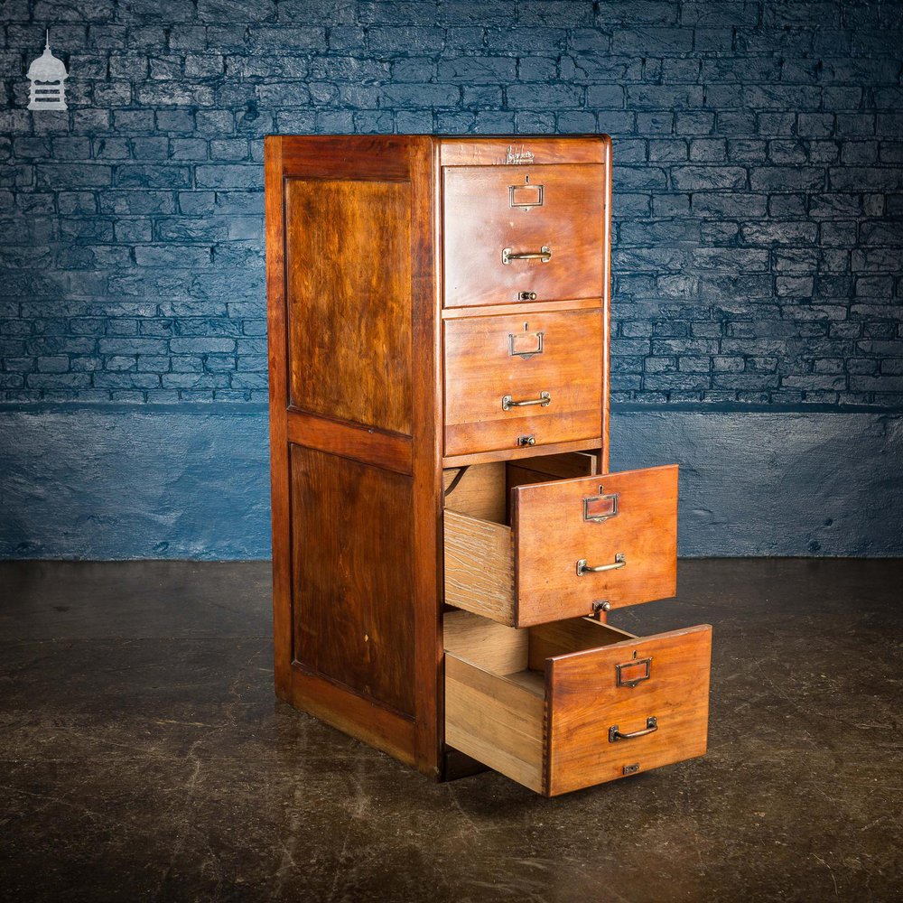 1930’s Simpoles of Manchester Hardwood 4 Drawer Filing Cabinet