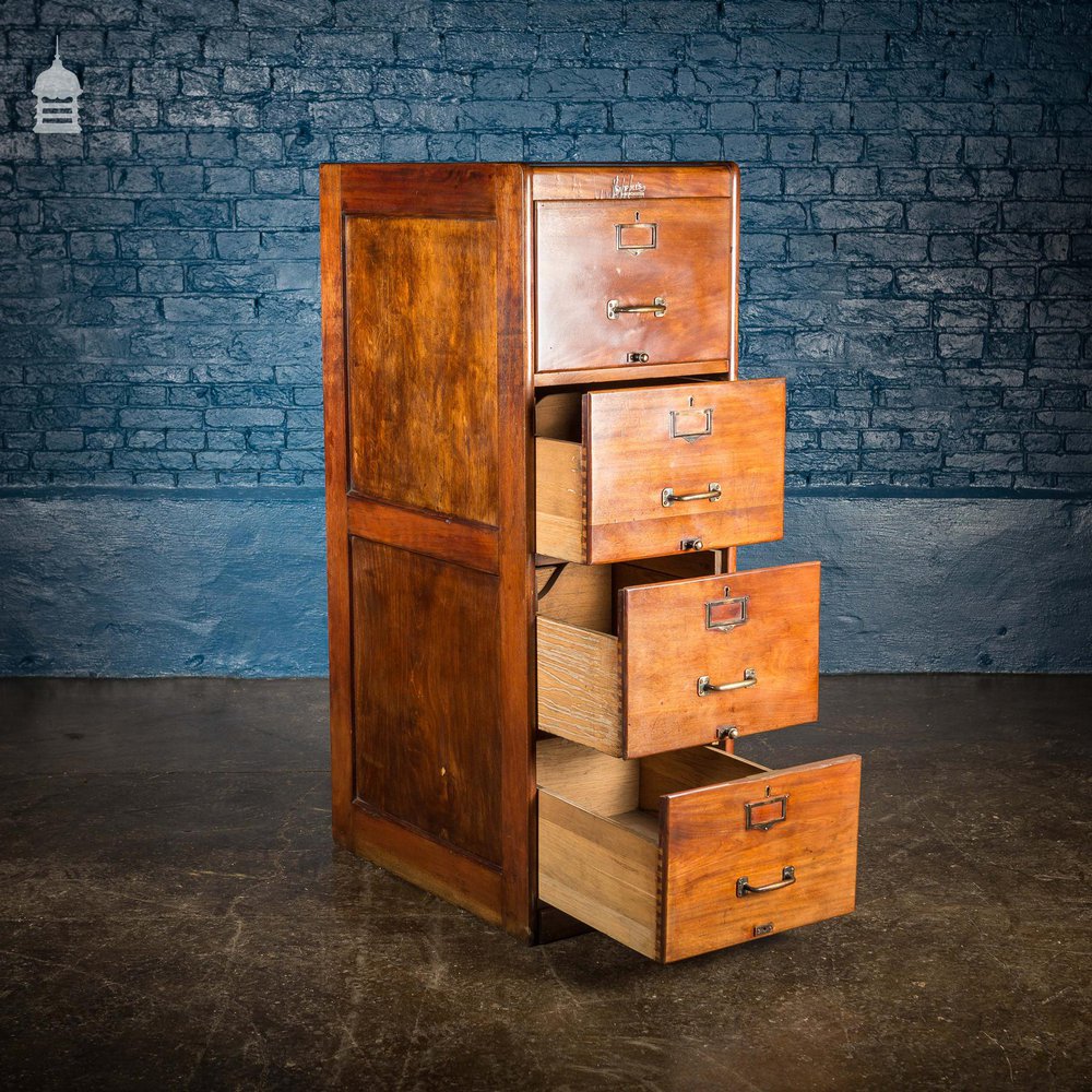 1930’s Simpoles of Manchester Hardwood 4 Drawer Filing Cabinet