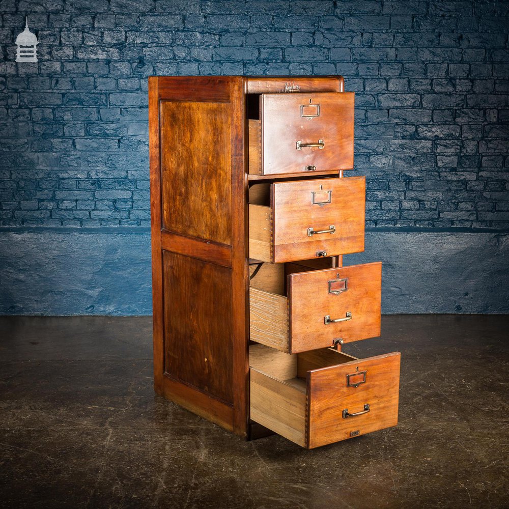 1930’s Simpoles of Manchester Hardwood 4 Drawer Filing Cabinet