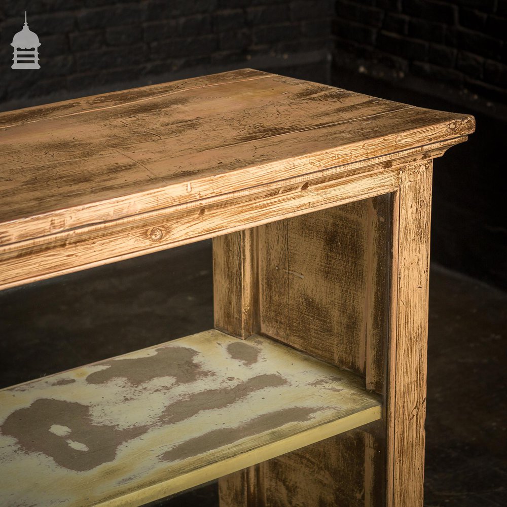 Large Early 20th C Distressed Glazed Display Cabinet Counter