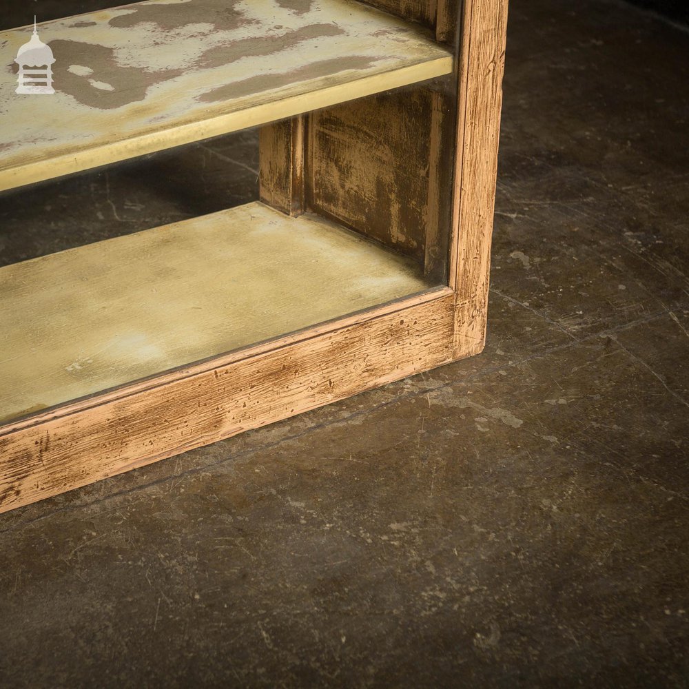 Large Early 20th C Distressed Glazed Display Cabinet Counter