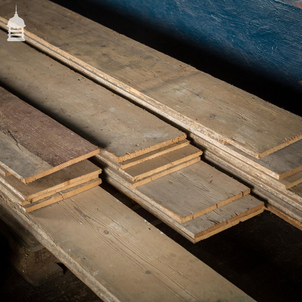 Batch of 44 Square Metres of Mixed Width Wide Original Georgian Pine Floorboards Up to 11¾"