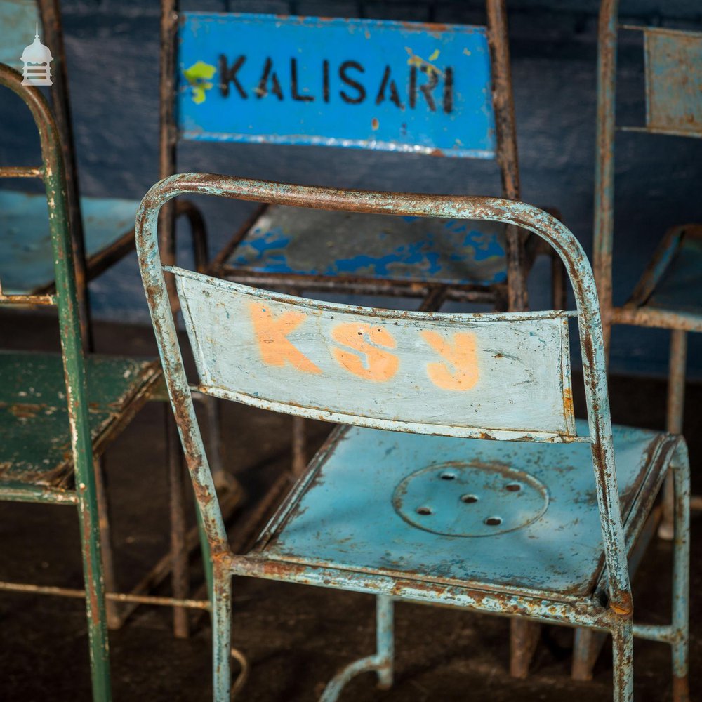 Set of 10 Metal Industrial Chairs From Indonesia