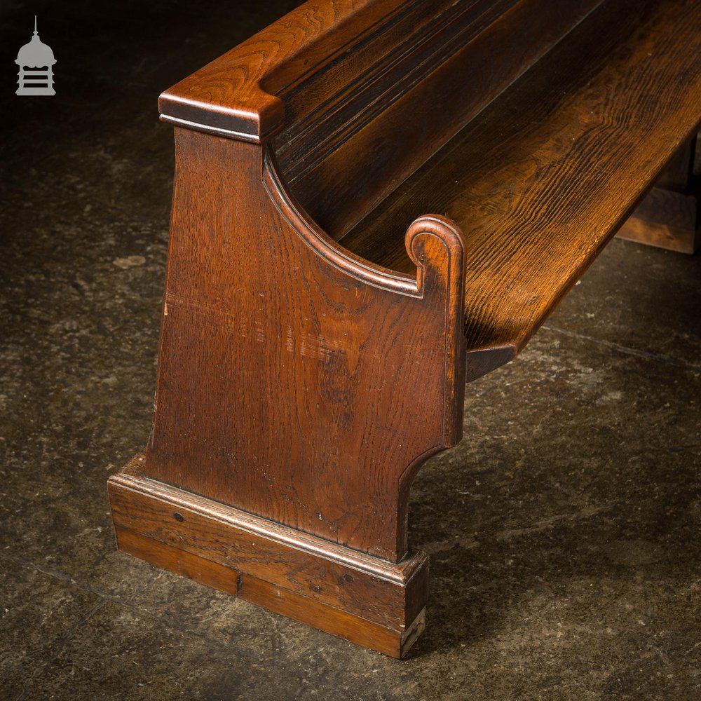 19th C Single Plank Walnut Banquet Table with Long Oak Pew Settles