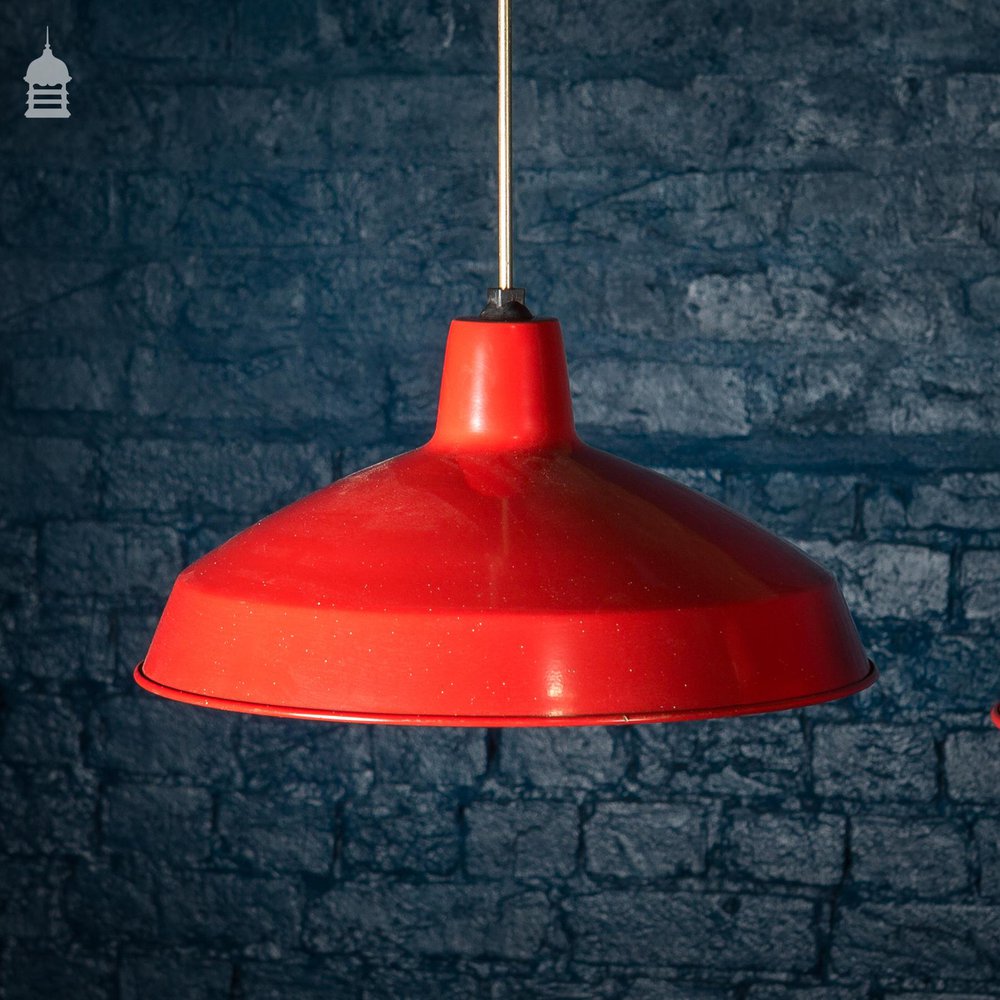 Batch of 5 Red Industrial Metal Light Shades