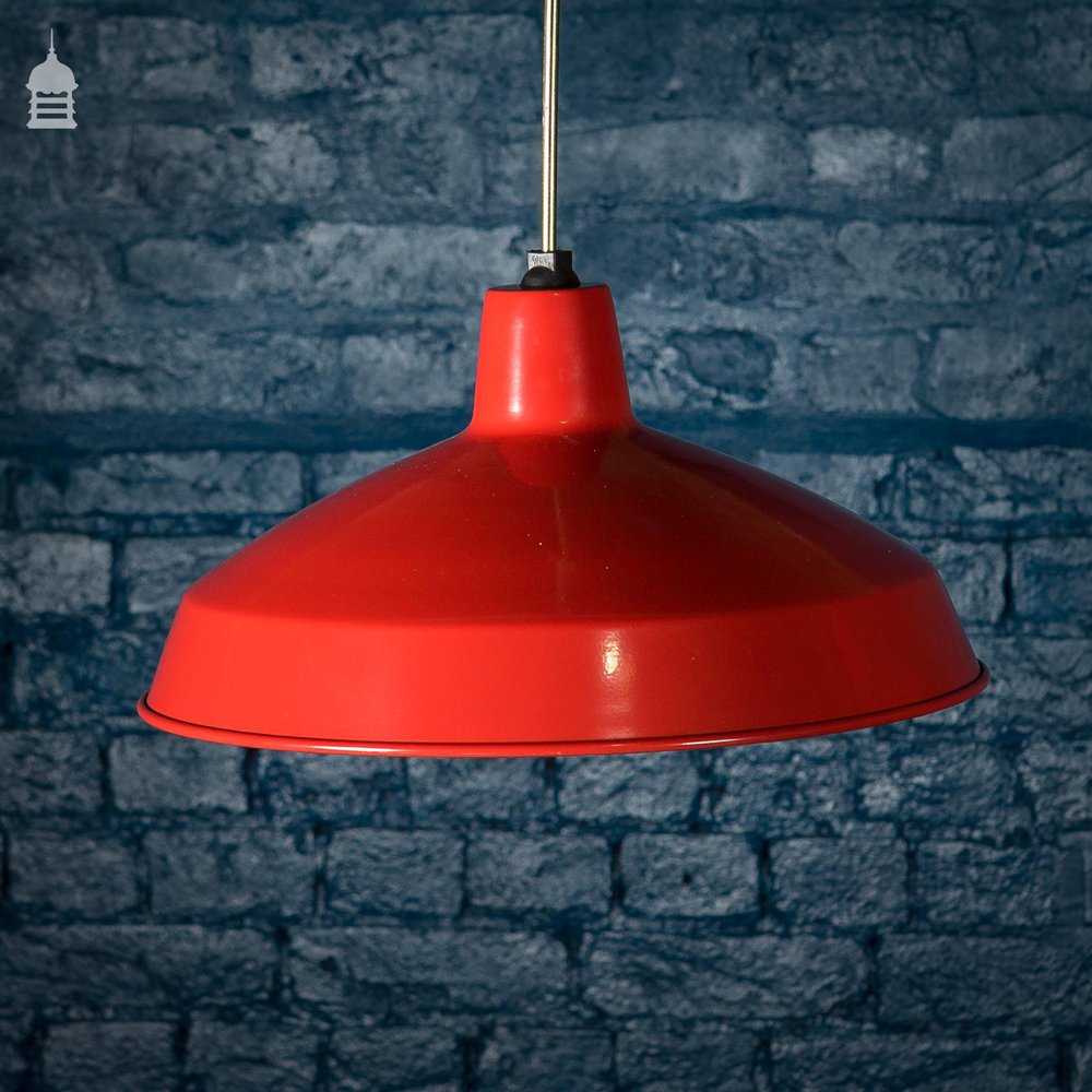 Batch of 5 Red Industrial Metal Light Shades