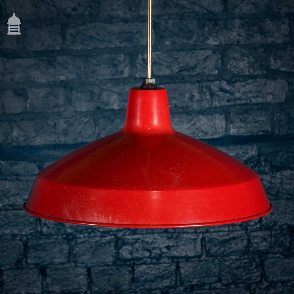 Batch of 5 Red Industrial Metal Light Shades