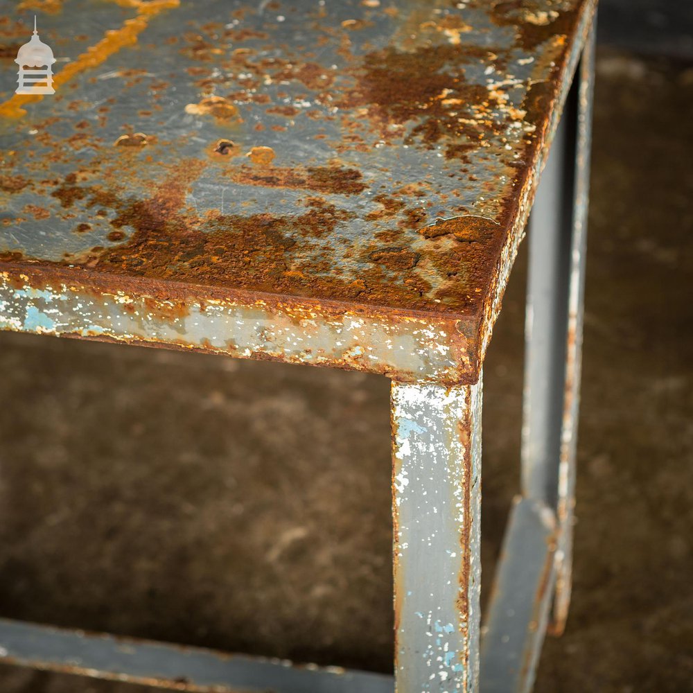 Distressed Industrial Metal Workshop Bench Table