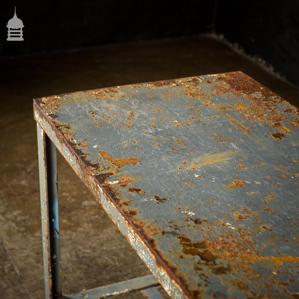 Distressed Industrial Metal Workshop Bench Table