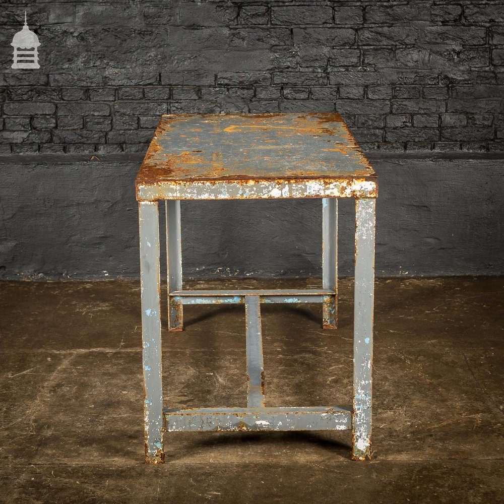 Distressed Industrial Metal Workshop Bench Table