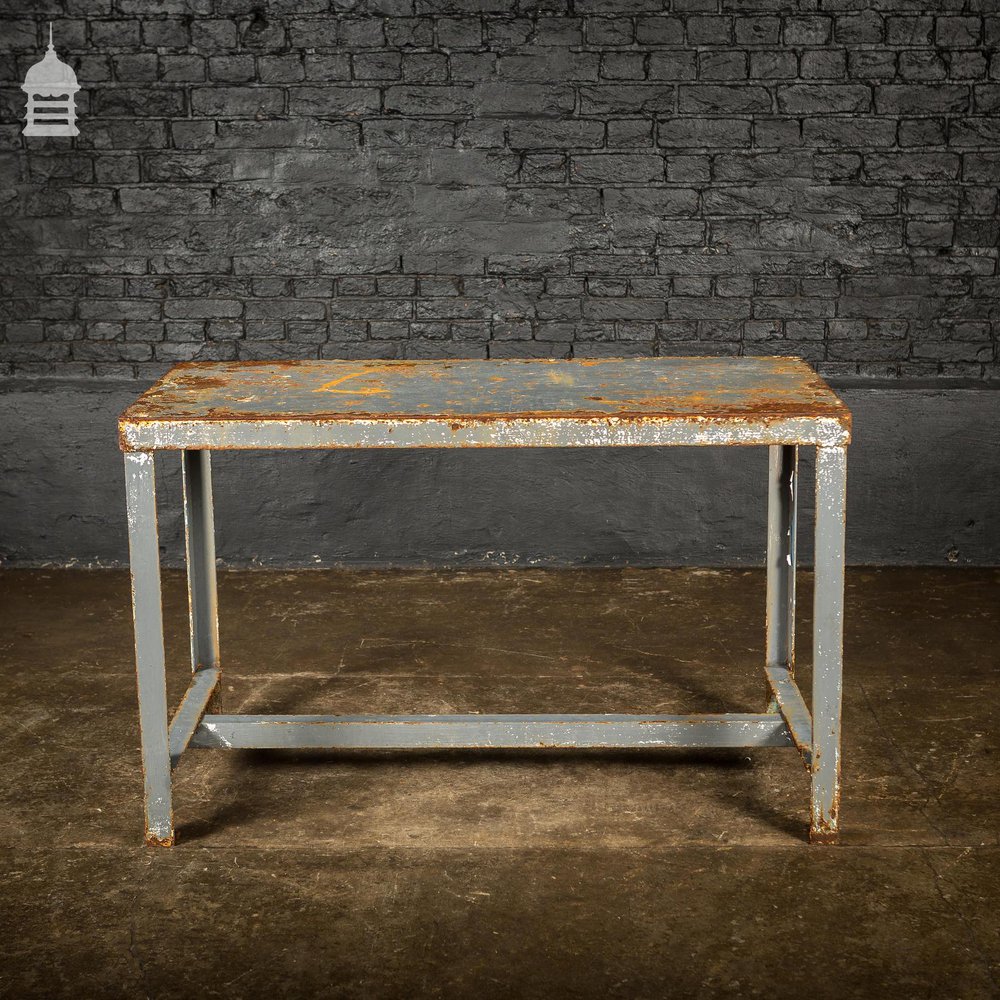 Distressed Industrial Metal Workshop Bench Table