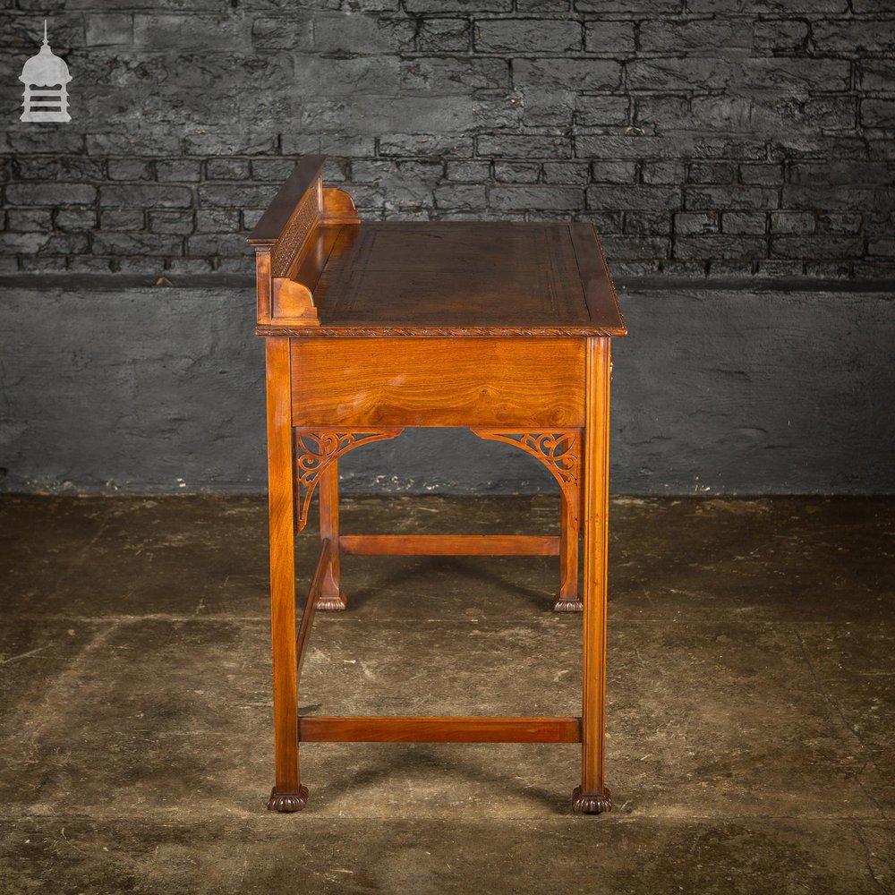 19th C Leather Bound Mahogany Side Table Desk Attributed To Thomas Chippendale