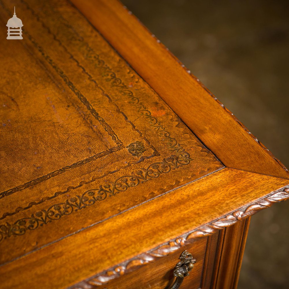 19th C Leather Bound Mahogany Side Table Desk Attributed To Thomas Chippendale