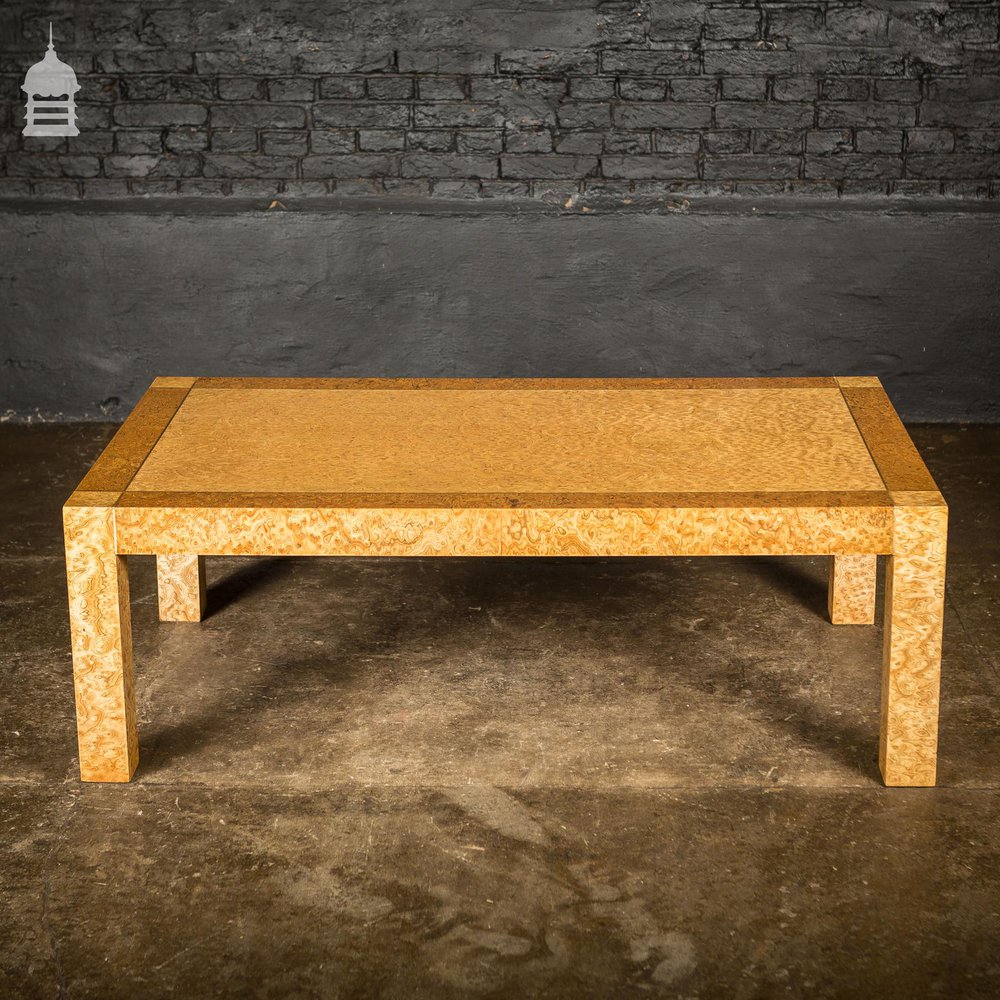 Mid Century Coffee Table with Stunning Figured Root Veneer and Brass Inlay