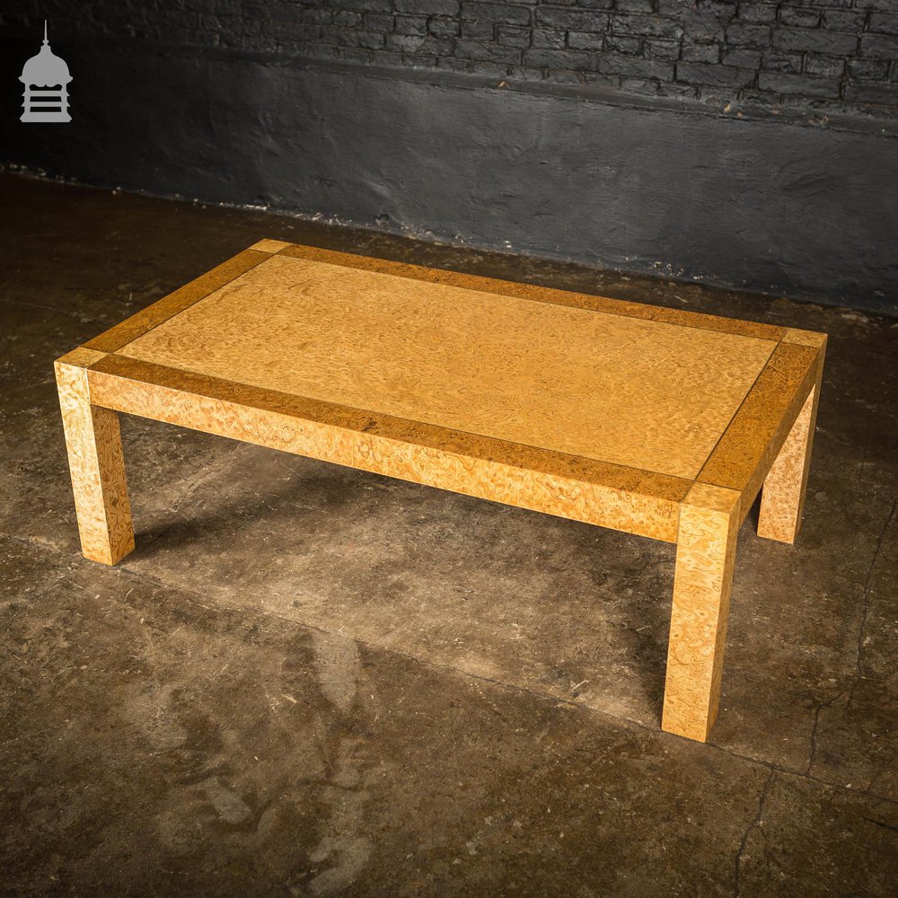 Mid Century Coffee Table with Stunning Figured Root Veneer and Brass Inlay