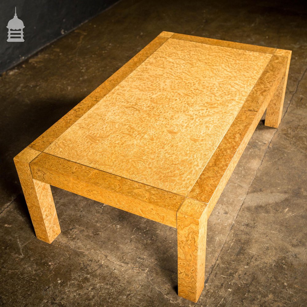 Mid Century Coffee Table with Stunning Figured Root Veneer and Brass Inlay