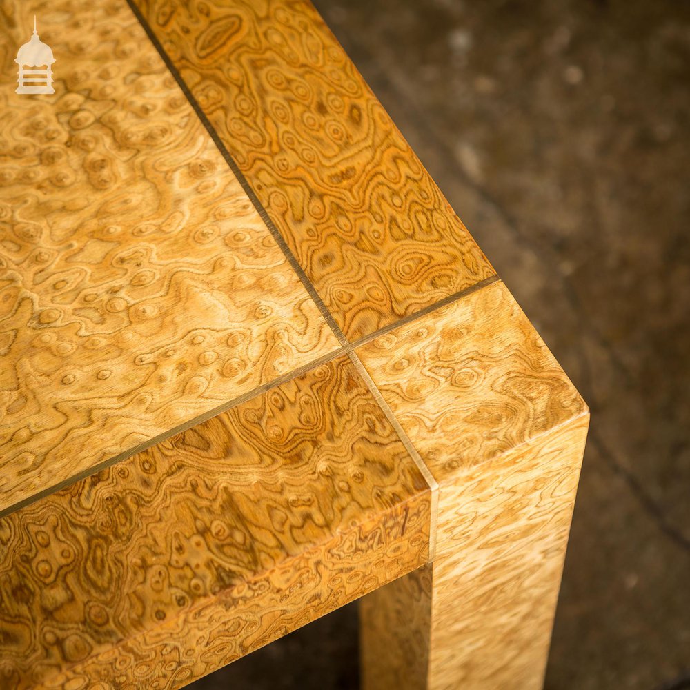 Mid Century Coffee Table with Stunning Figured Root Veneer and Brass Inlay