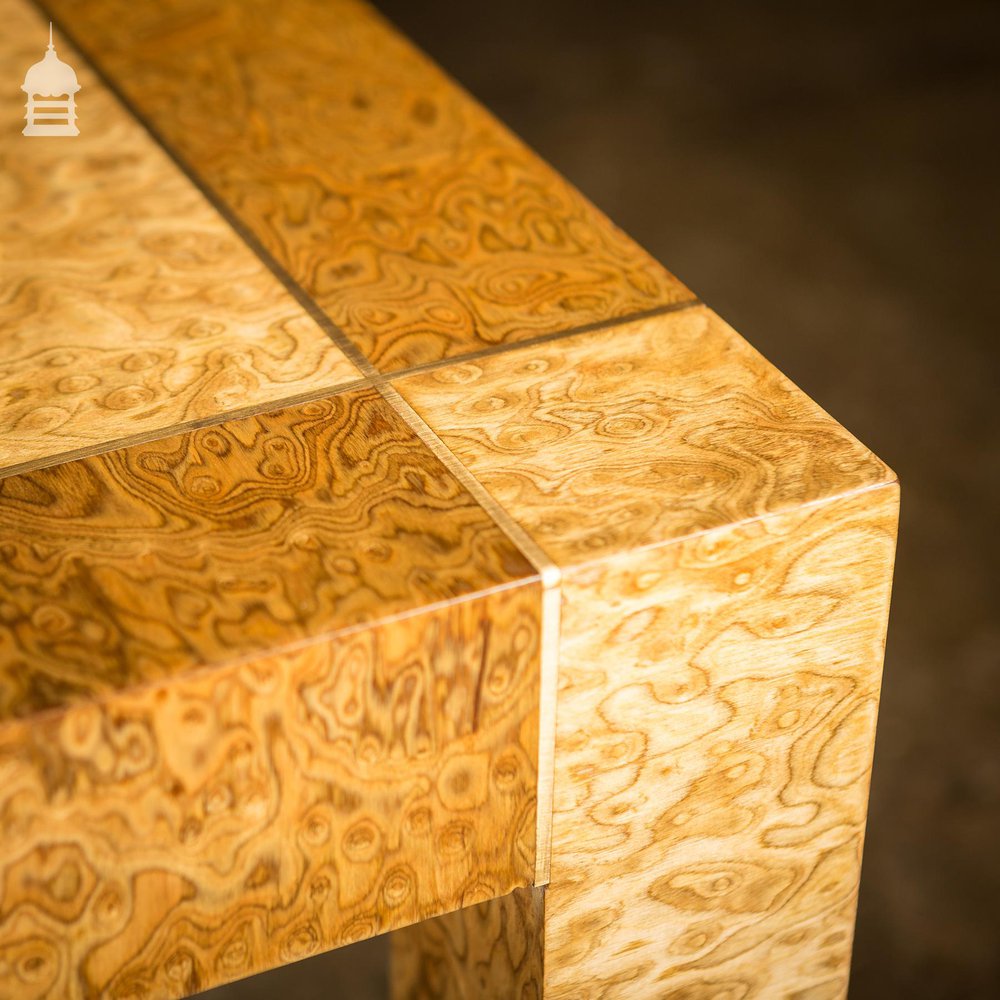 Mid Century Coffee Table with Stunning Figured Root Veneer and Brass Inlay