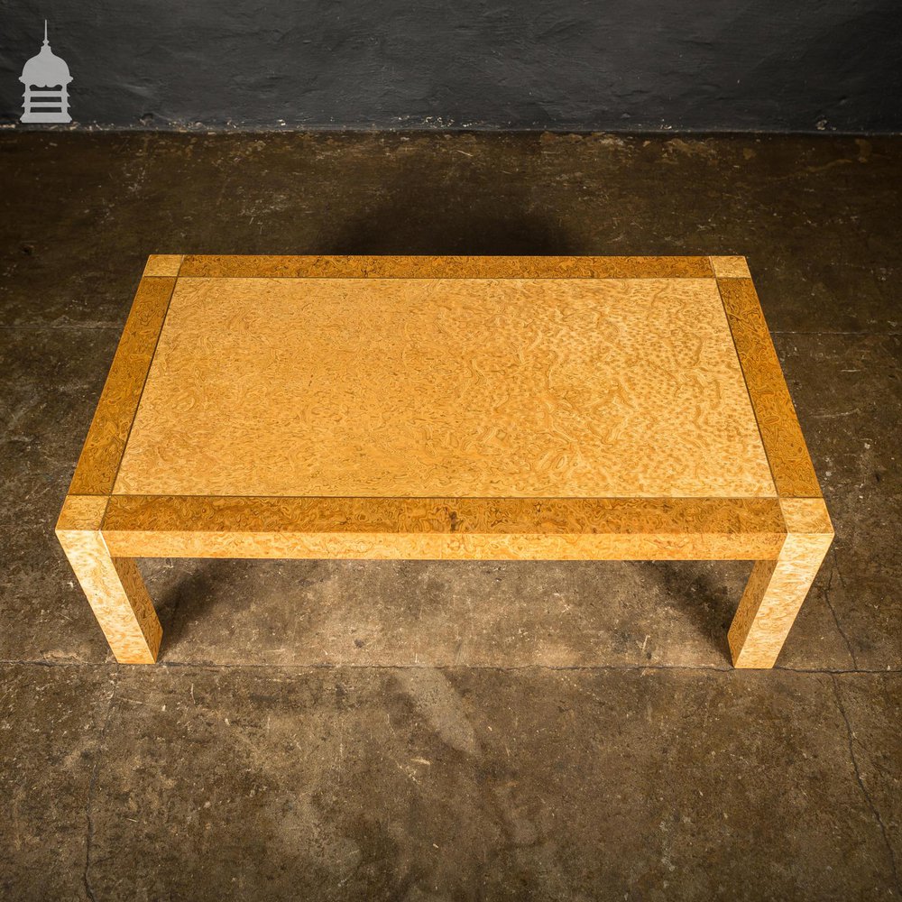 Mid Century Coffee Table with Stunning Figured Root Veneer and Brass Inlay