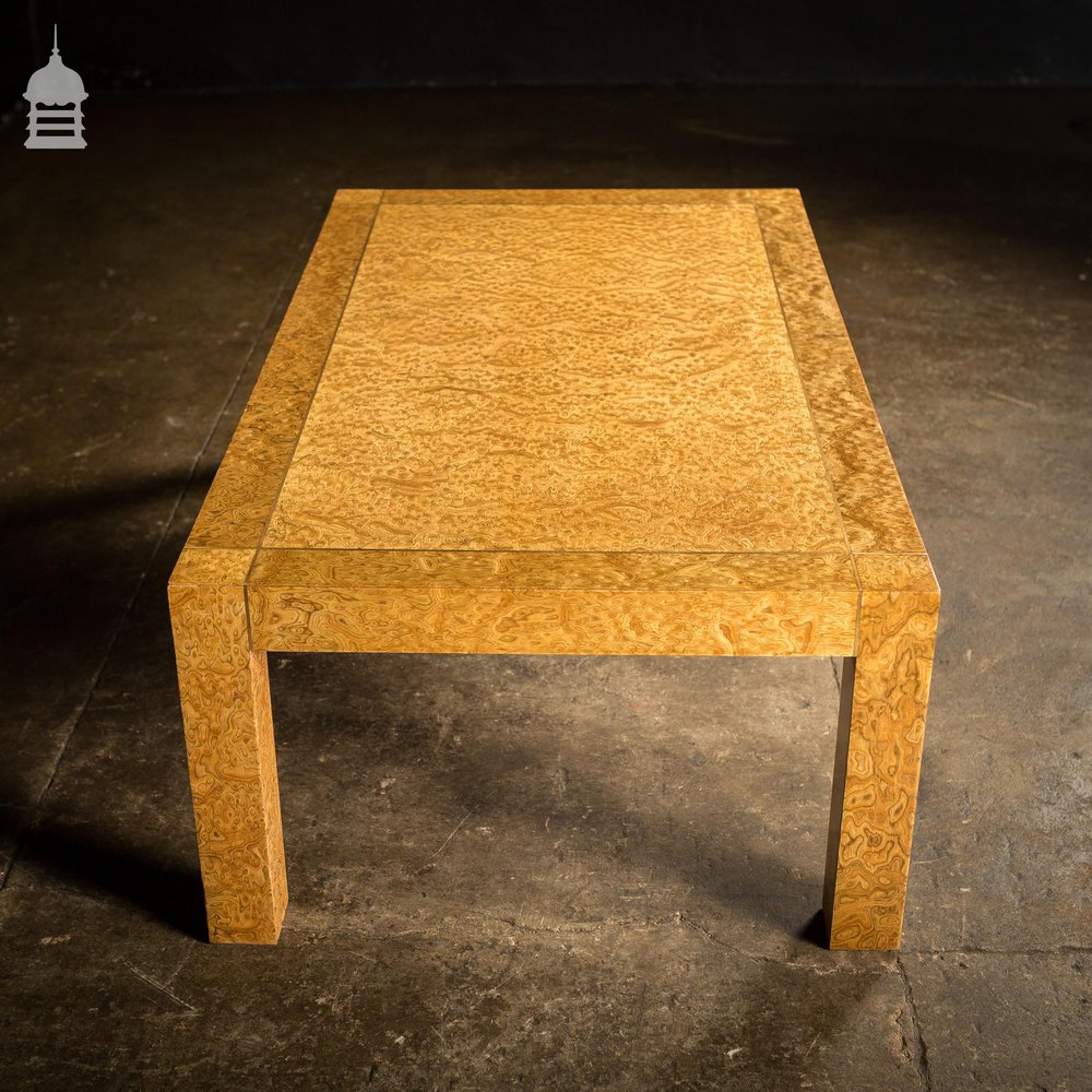 Mid Century Coffee Table with Stunning Figured Root Veneer and Brass Inlay