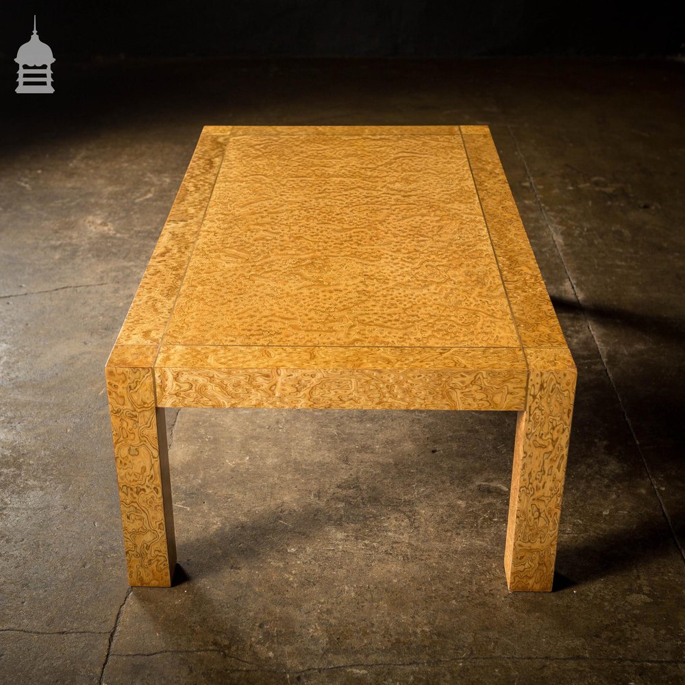 Mid Century Coffee Table with Stunning Figured Root Veneer and Brass Inlay