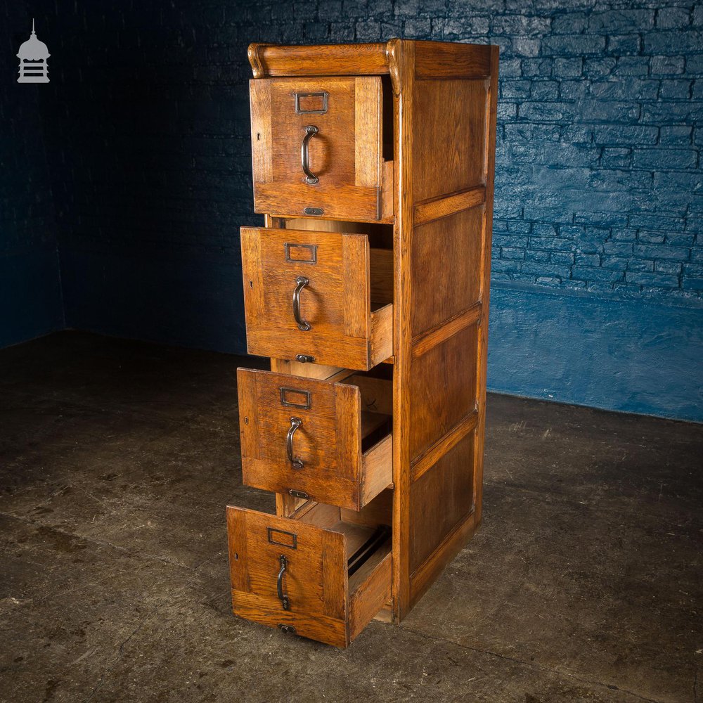 1920’s Oak 4 Drawer Filing Cabinet