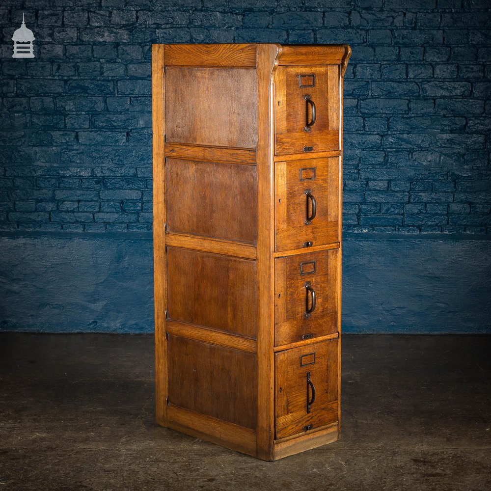 1920’s Oak 4 Drawer Filing Cabinet