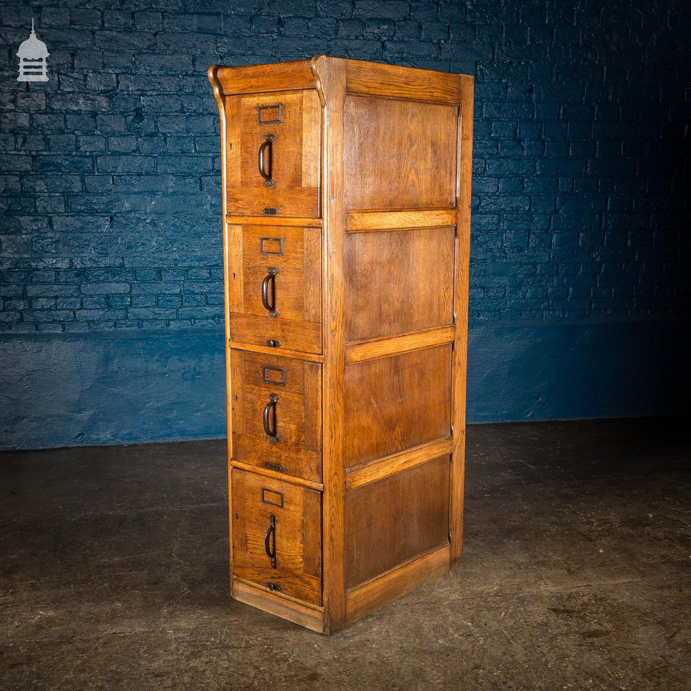 1920’s Oak 4 Drawer Filing Cabinet