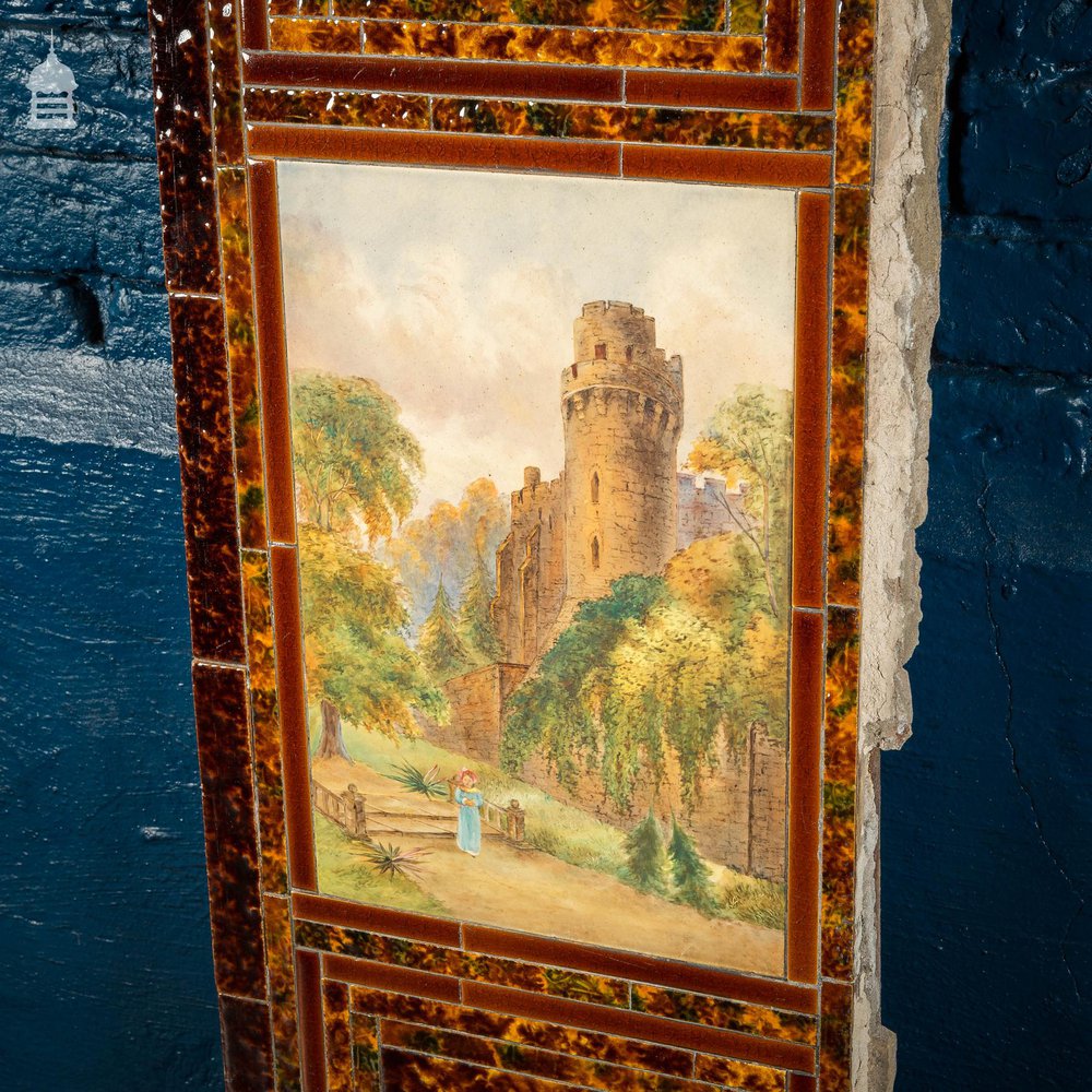 Pair of Late 19th C Ceramic Fireplace Tile Reliefs with Individual Details