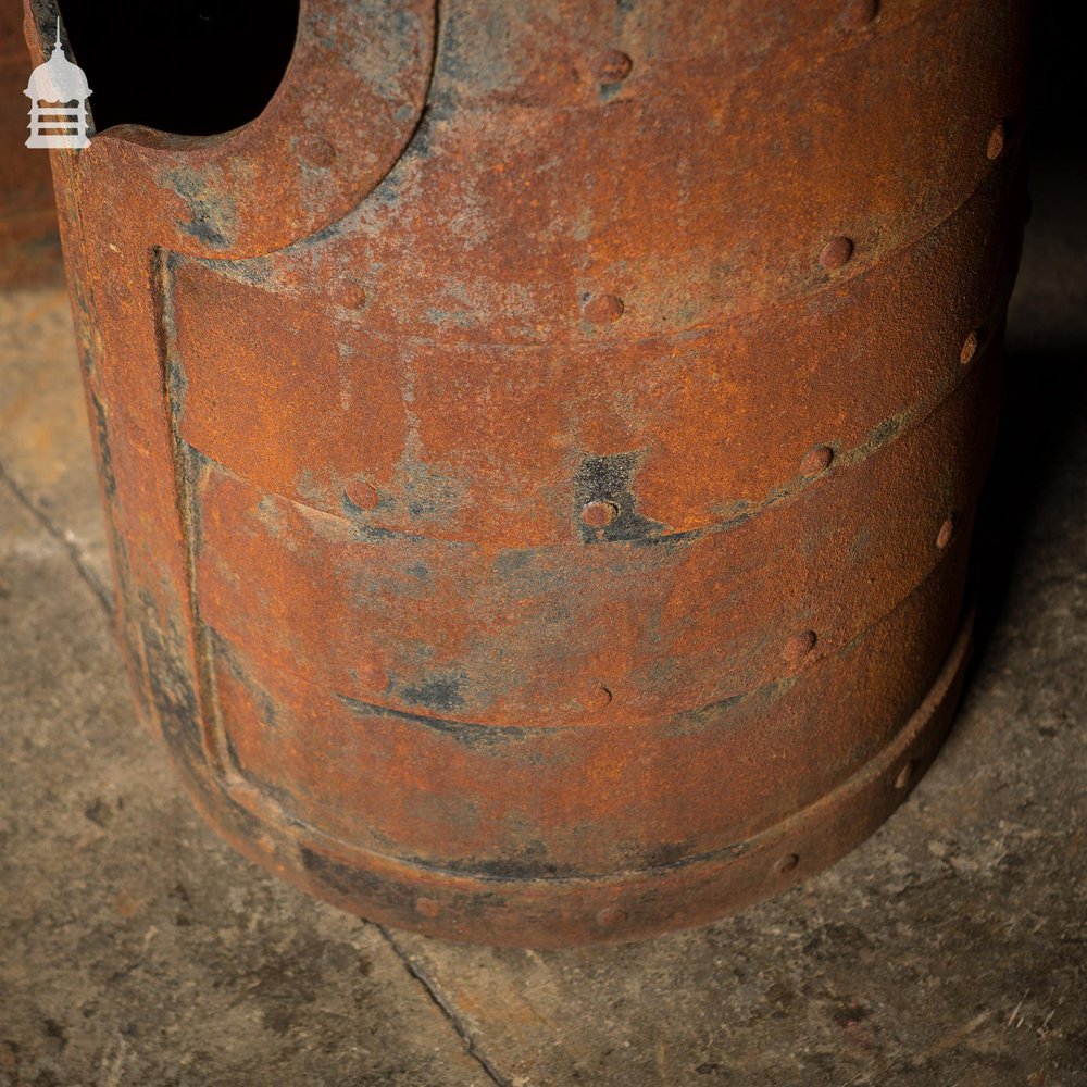 Pair of Riveted Cast Iron Cylindrical Industrial Bases