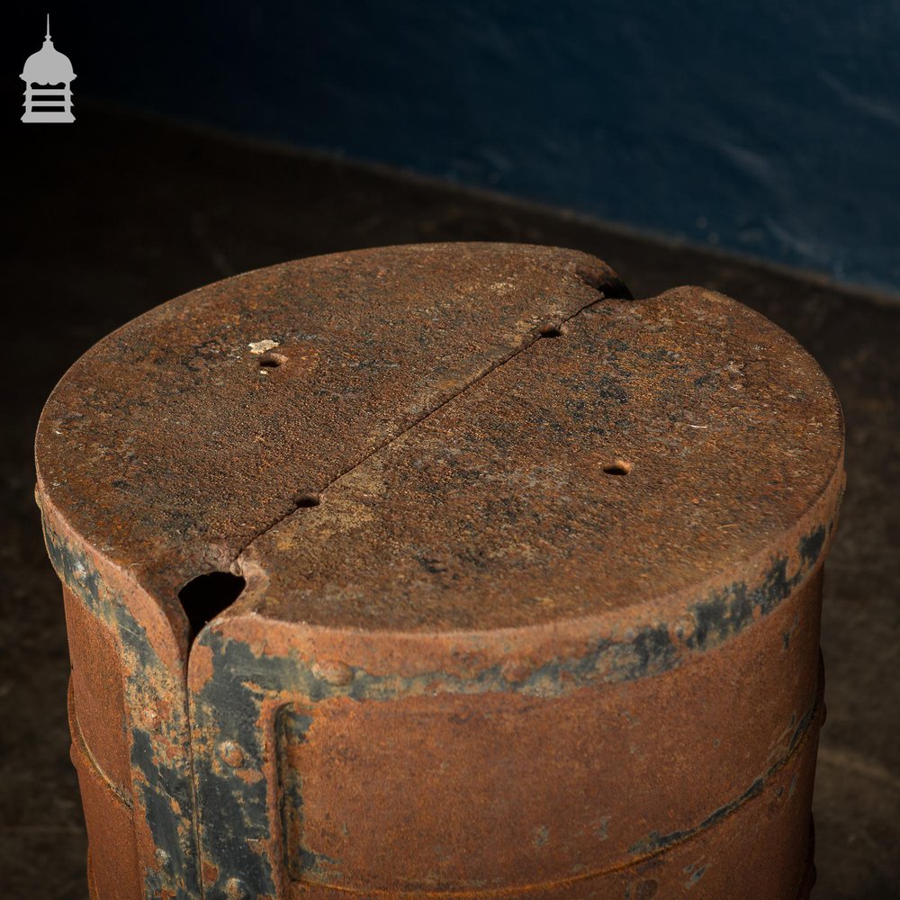 Pair of Riveted Cast Iron Cylindrical Industrial Bases