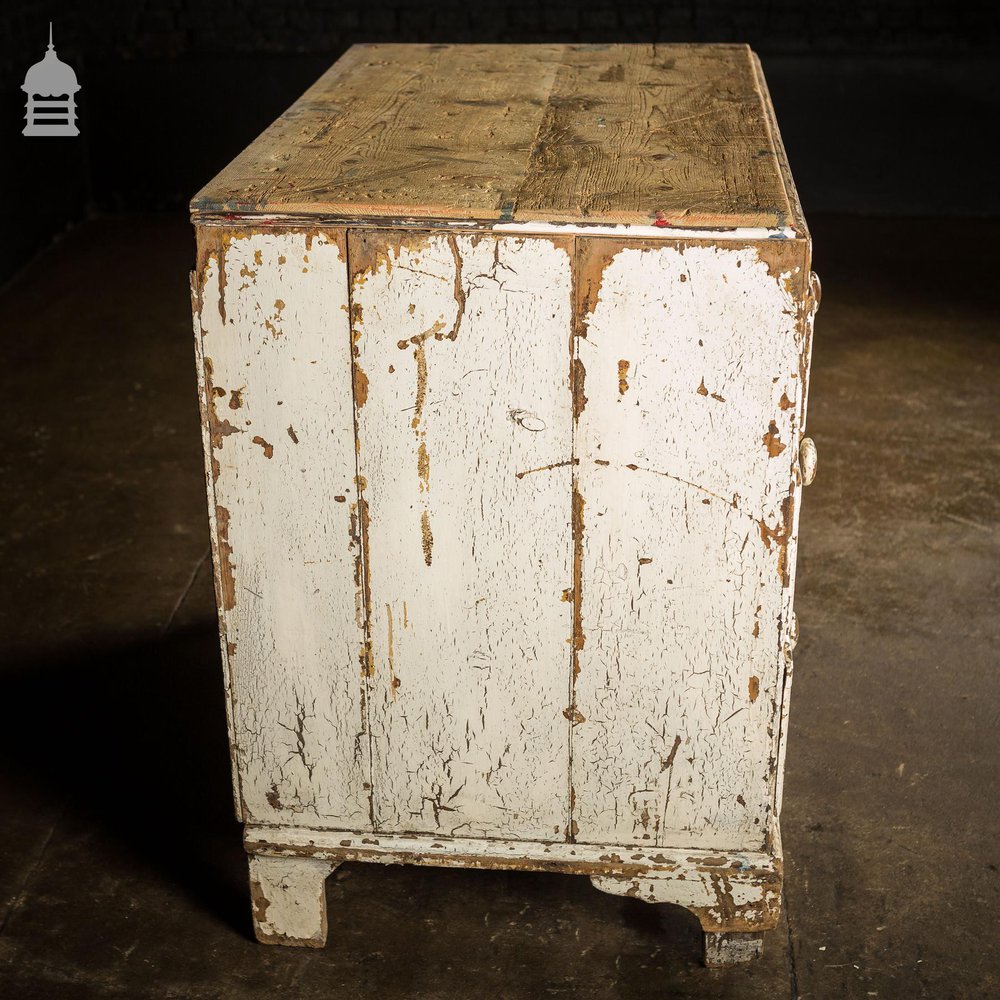 Distressed Georgian Chest of Drawers With Flaky White Paint