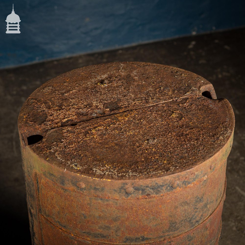 Pair of Riveted Cylindrical Cast Iron Industrial Bases