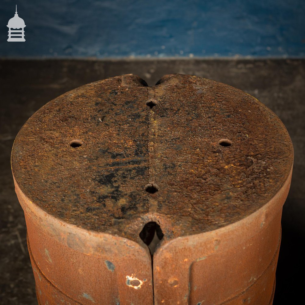 Pair of Riveted Cylindrical Cast Iron Industrial Bases