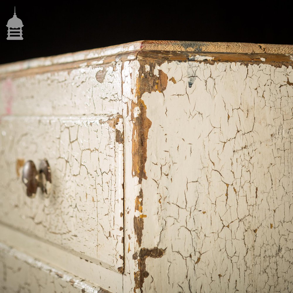 Distressed Georgian Chest of Drawers With Flaky White Paint