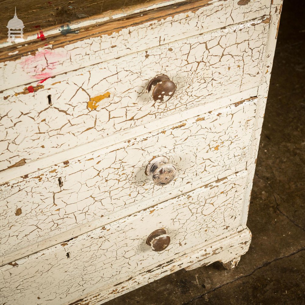 Distressed Georgian Chest of Drawers With Flaky White Paint