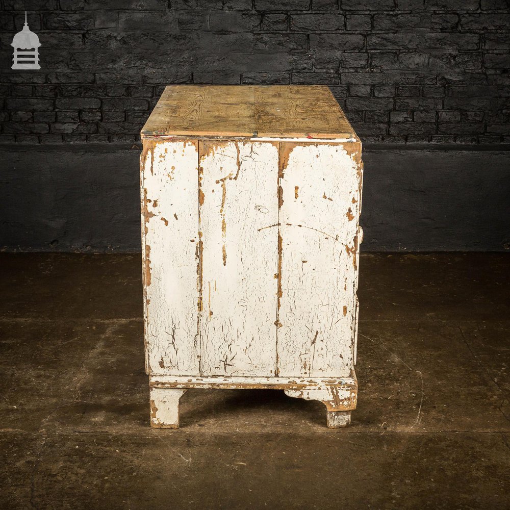 Distressed Georgian Chest of Drawers With Flaky White Paint