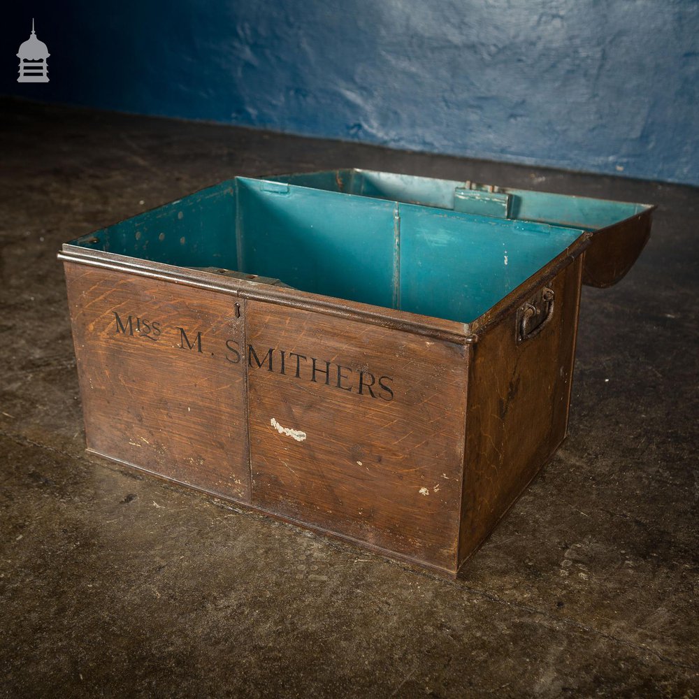 19th C Tin Dome Top Deeds Chest Miss M Smithers