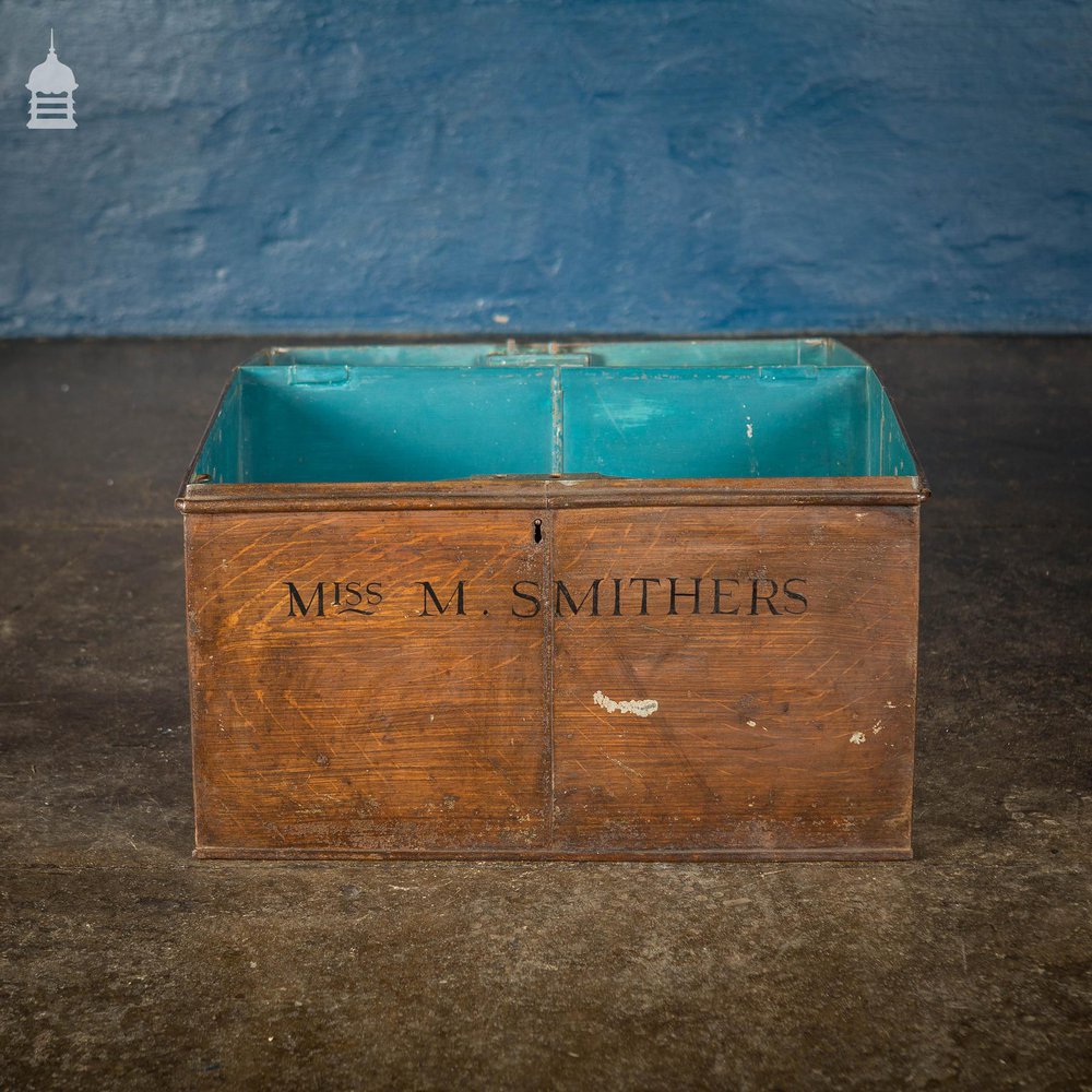 19th C Tin Dome Top Deeds Chest Miss M Smithers