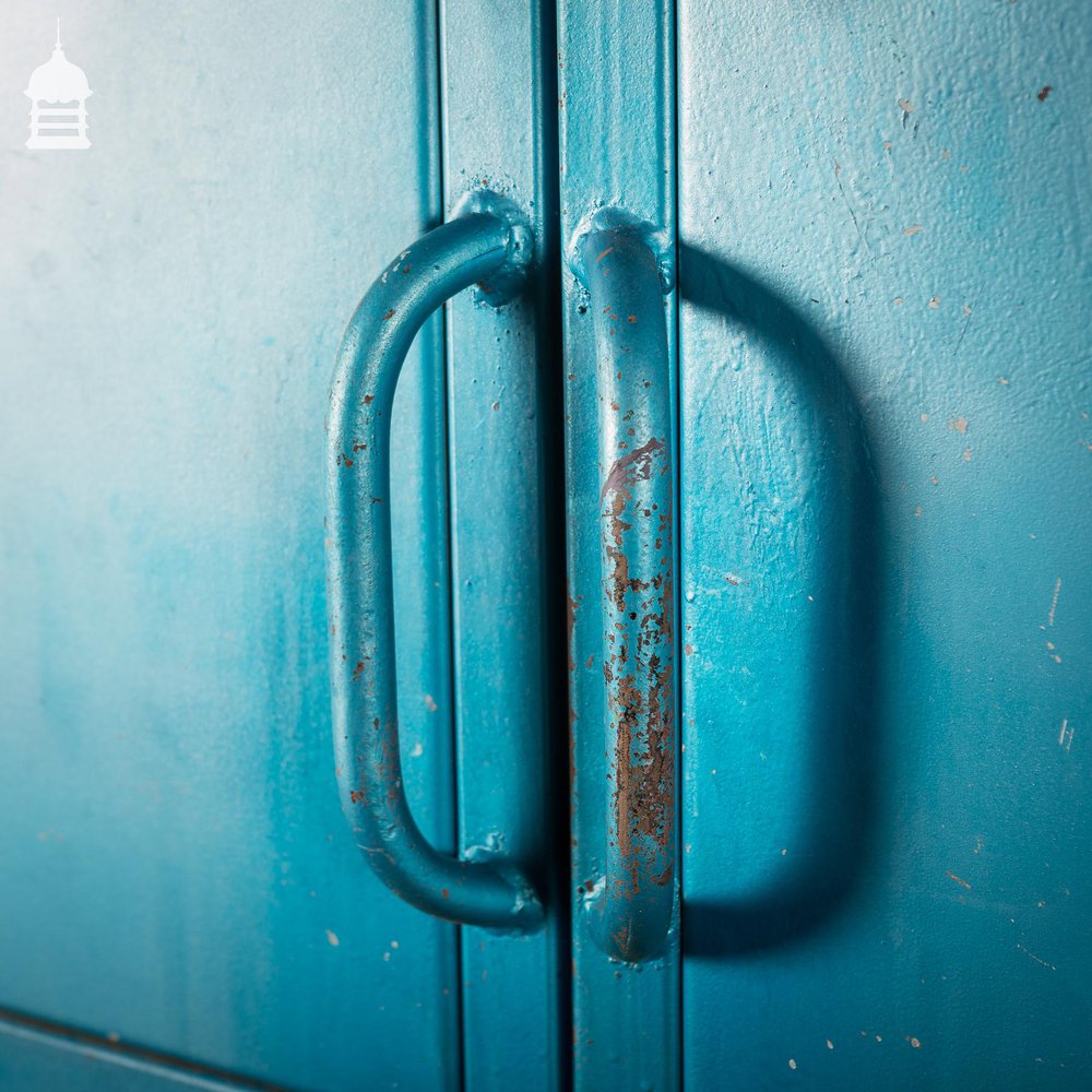 Large Blue Painted Metal Industrial Drying Cabinet Cupboard