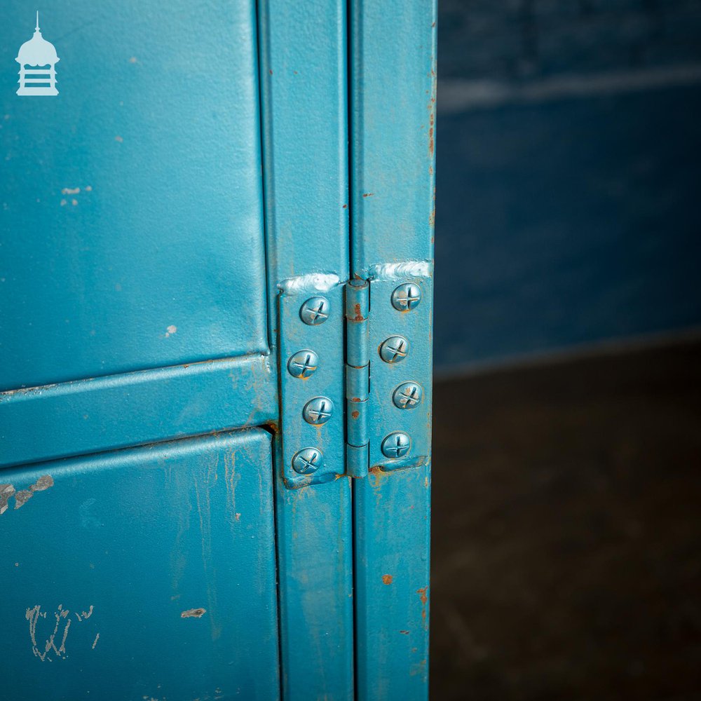 Large Blue Painted Metal Industrial Drying Cabinet Cupboard