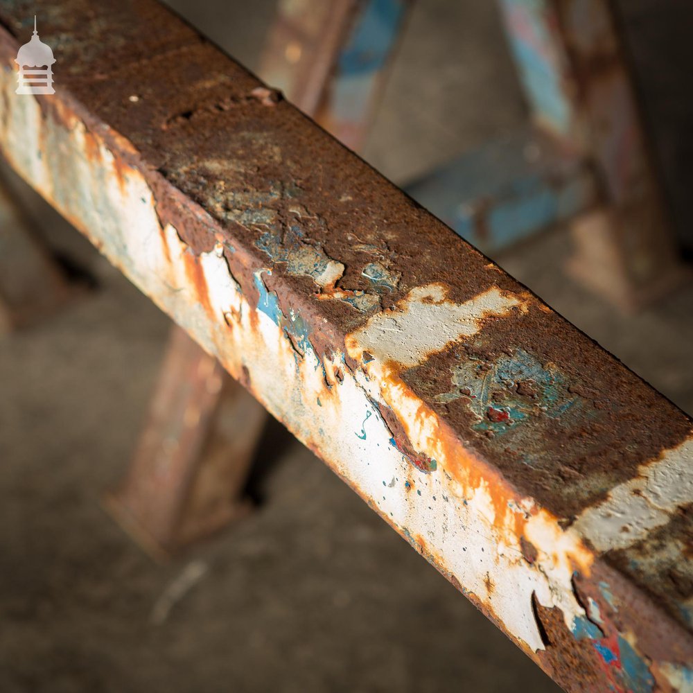 Pair of Huge Industrial Monster A Frame Workshop Trestles with Distressed Finish