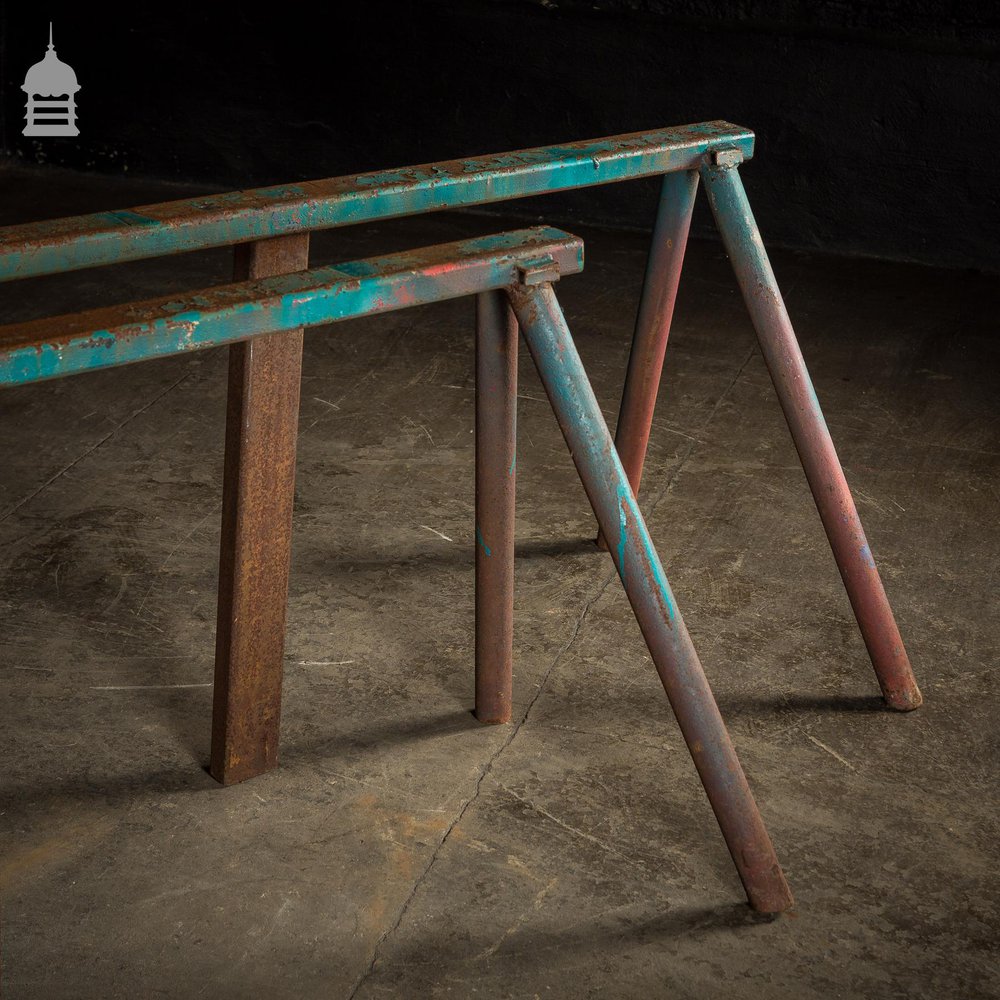 Pair of Steel Fabrication Industrial Workshop Trestles