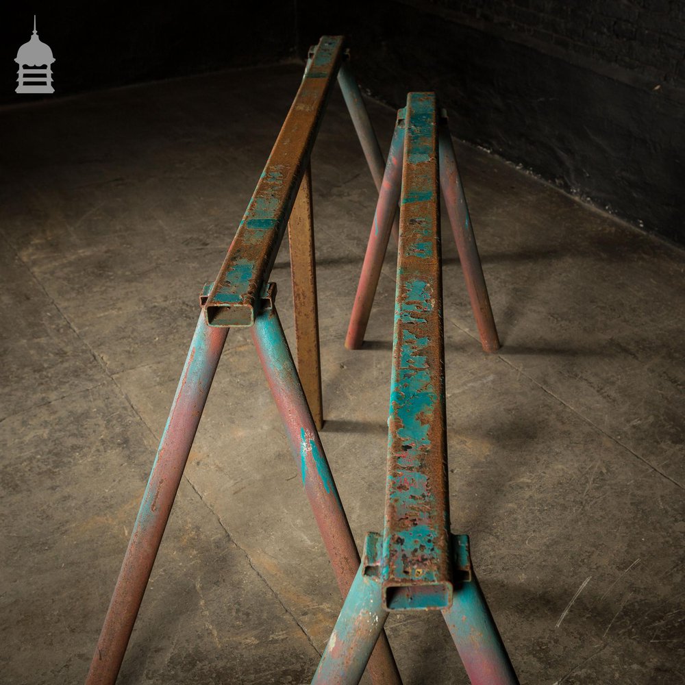 Pair of Steel Fabrication Industrial Workshop Trestles