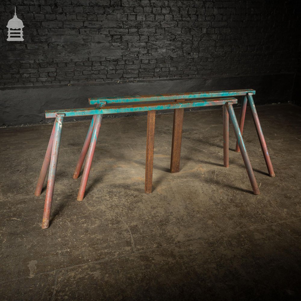 Pair of Steel Fabrication Industrial Workshop Trestles