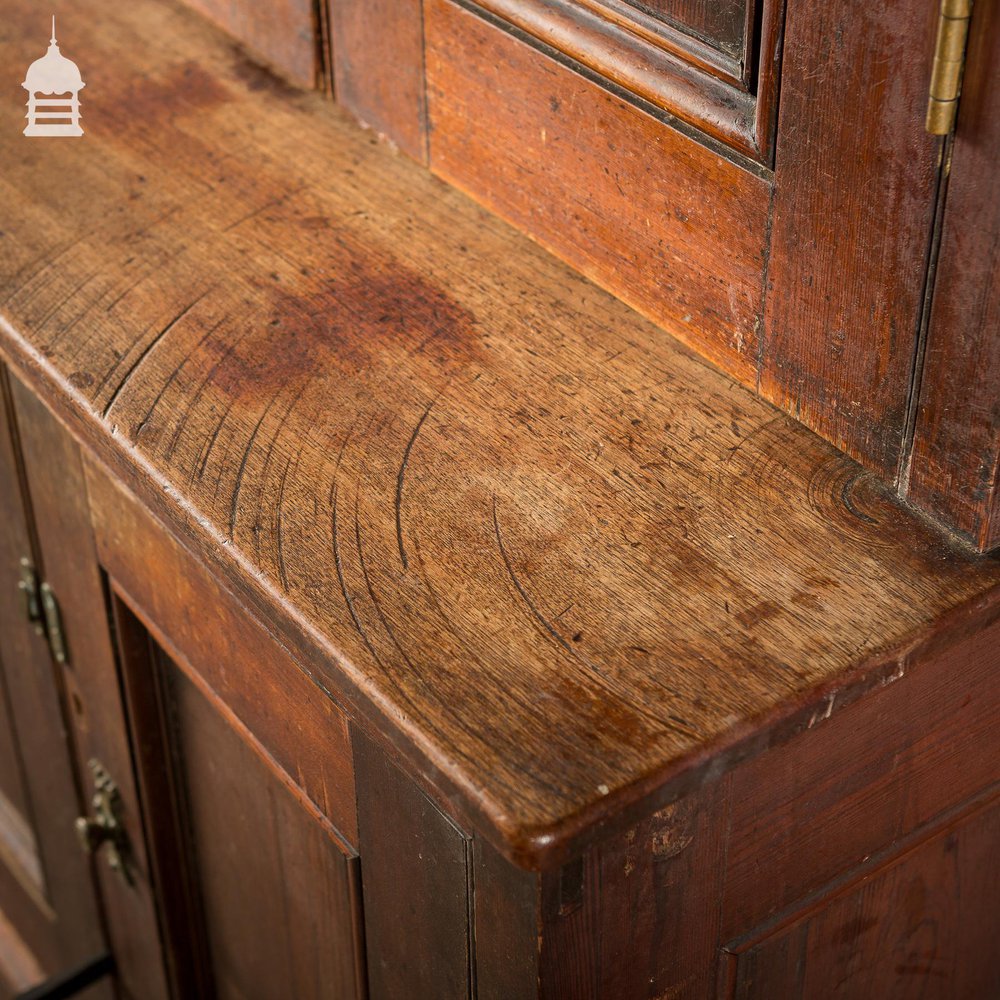 19th C Pitch Pine Pharmacy Sideboard Dresser with Scumble Finish