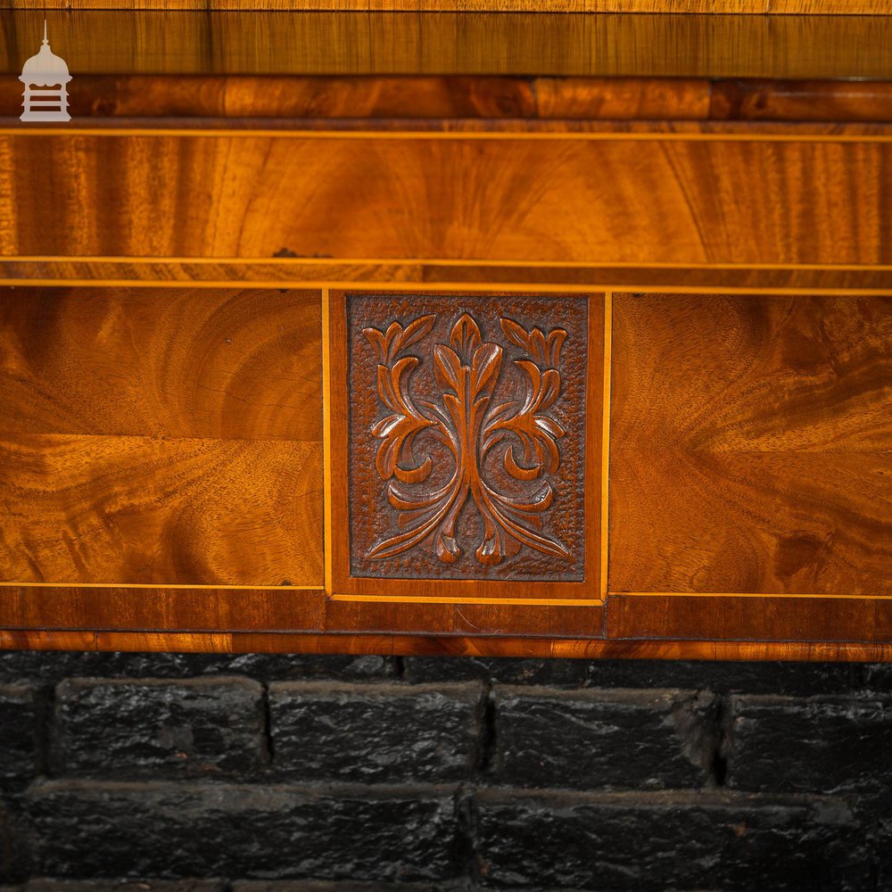 Circa 1900 Inlaid Mahogany Fire Surround with Mirrored Overmantel