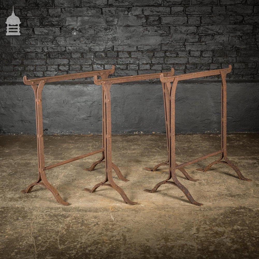 Set of 3 Victorian Riveted Wrought Iron Blacksmith Trestles