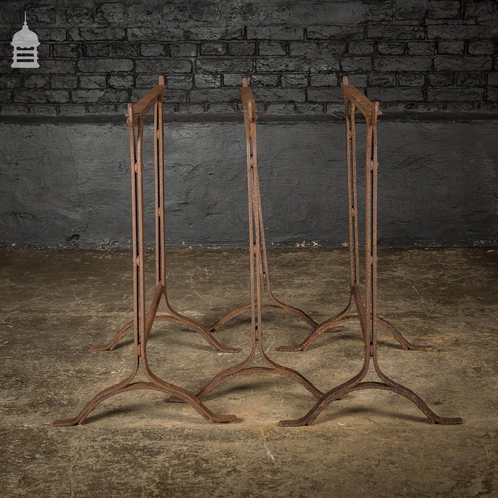 Set of 3 Victorian Riveted Wrought Iron Blacksmith Trestles